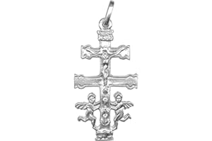 SEBAOTH Cruz de Caravaca Bendecida - Plata de ley 925 - Dije con Angeles - Fabricada y enviada desde Caravaca. Tamaño a elegir. Ideal para regalo