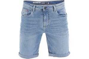 riverso RIVUdo Pantalones cortos vaqueros tipo bermuda para hombre, elásticos, corte regular, para verano, tela vaquera lisa en gris, azul o negro, tallas 30 a 46