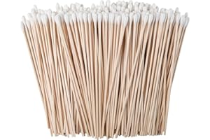 ORRDIFFI 300 Stück Wattestäbchen Lang 15 cm Holzgriff Watteträger,Ohrenstäbchen Reinigungsstäbchen Holz Lang Cotton Swab für Kamera Tastatur Make-up Reinigung Polieren
