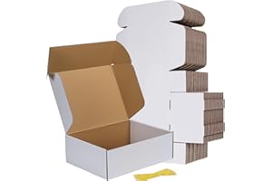 RLAVBL 50 Stück weiße Versandkartons mit den Maßen 30,5 x 22,9 x 10,2 cm für den Versand von Gegenständen, Spielzeug und Geschenken