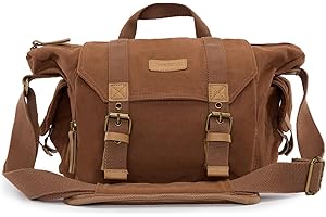 Cwatcun Torba na aparat płócienna torba na ramię ze zdejmowaną wkładką, odporna na uderzenia torba listonoszka dla mężczyzn i kobiet, F1 brązowy, m, torby na aparat