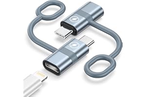 Bamkey Adattatore da Lightning a USB C, 2Pezzi Adattatore da Lightning femmina a USB C Maschio per iPhone 17 16 15 Pro Max/Pro/Air/iPad, iPad Pro, Samsung Galaxy S25/S24/S23/S22, non per Audio/OTG