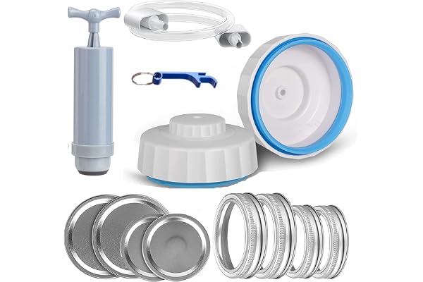 Jar Sealer Lot de 9 Machines à Emballer Sous Vide pour le Stockage des Aliments avec Tuyau d'Accessoires, Pompe, Ouvre-Boîte, Kit de Scellement pour Bocaux à Ouverture Normale