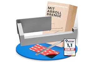 ‎WOHNHELD WOHNHELD® Toilettenpapierhalter ohne Bohren | Mit Abroll-Bremse | Extrem stabile Klebemontage | Edelstahl WC Klopapierhalter Silber | Rechts geöffnet