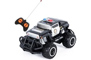 Dmenwei Ferngesteuertes Auto Spielzeug ab 2 3 4 5 Jahre, Rc Auto Polizeiauto mit Lichtern, 1/43 Skala Rc Auto 4WD Fahrzeug für Jungen Kinder (Benchi-Schwarz)