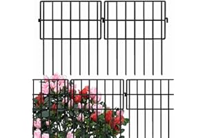 ANAMPION Cloture Jardin Exterieur 10Pcs, Clôture de Jardin en Métal, Clôtures Décoratives pour Cour, Parterre de Fleurs, Arbres (43cm H x 33cm B, Longueur Totale 3,3m) (Square)