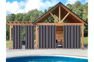 GZQIAWY Outdoor Patio Curtain Weighted Waterproof Drapes Blackout Thermal Insulated Privacy Curtains for Gazebo Porch Balcony Garden [1 Panel,40 in x 70 in (W x L),grey]