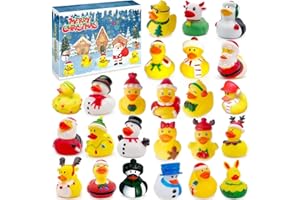 Chennyfun Rubber Duck Advent Calendar 2024, 24 Days Christmas Rubber Ducks Countdown Calendar, Bath Toys Advent Calendar for Boys, Girls, Kids, Surprise for Christmas Party Favor Gifts