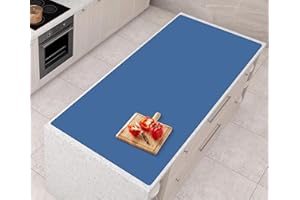 AECHY Tapis en silicone pour comptoir 120 x 60 x 0,2 cm, grand format, résistant à la chaleur, expédié enroulé, antidérapant, imperméable, protection de comptoir de cuisine et îlot, bleu