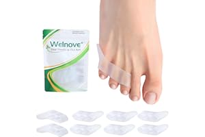 Welnove Gel Pinky Toe Separators - Pack of 8 Pinky Toe Spacers, Bunion Cushions Pads for Women and Men, Silicone Little Toe Protectors for Preventing Rubbing & Relieve Pressure (Clear)