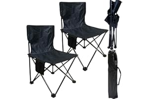 Surbootime Outdoor Portable Camping Chair 2PCS - Compact Ultralight Folding Backpacking Chair, 280 lbs. Comes with a carrying bag, perfect for the beach, fishing, camping, hiking (Black)