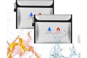 ABSOK Feuerfeste Tasche Dokumententasche - 2 Set Kleine Feuerfeste Geldtasche 23 x 17.5 cm Feuersichere wasserdichte Tasche Hülle Beutel Behälter für Dokumente Passport Bankdatei Geld Wertsachen (Grau)