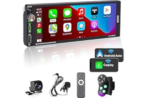 Alondy - Estéreo de coche con pantalla táctil de 6.9 pulgadas compatible con Apple CarPlay/Android Auto Bluetooth AM/FM/RDS Radio Tipo-C USB 2.1A Cámara de visión trasera de carga rápida