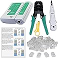 SHOPEE BRANDED Rj45 Rj11 Crimping Tool, KD-1 Professional Punch Down Tool, Network Lan Cable Tester, Ethernet Color Coding & 20 Pcs RJ45 Connectors Combo Set