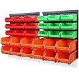 SWANLAKE GARDEN TOOLS 30PCS Wall Mounted Storage Bins, Plastic Garage Rack,Screw Storage,Tool Organizers.
