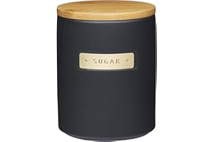 KitchenCraft Pojemnik na Cukier MasterClass, Hermetyczny, Kamionka, Stylizowany na Mosiądz, ‎11,1 × 11,1 × 14,5 cm – Kolor Czarny