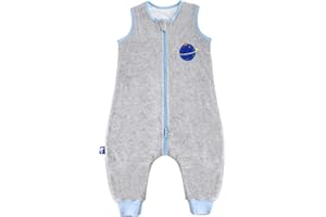 ililmmoe Baby Unisex Schlafsack mit Füßen Schlafanzug Säugling Walking Baumwolle Schlafsack Tragbare Decken Futter aus Baumwollclip 1.5 Tog,Hellgrau Neptun, L,100cm