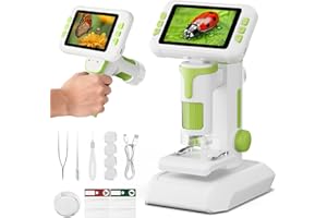 HEWEIMEI 1600X Mikroskop für Kinder, 4K 4,0" IPS-Bildschirm Kinder Mikroskop mit Foto-und Videoaufnahme, Wissenschaftliche Experimente Set Jungen Mädchen 3-14 Jahren (grün)