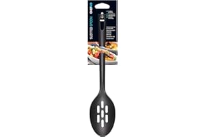 Chef Aid Black Nylon Slotted Serving Spoon, BPA Free Kitchen Utensil for use with Non-Stick Cookware, Ideal for Serving and Draining a Wide Selection of Foods, Comes in Black Colour