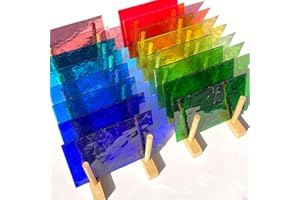 LITMIND Buntglas-Sortiment, transparent, 15,2 x 10,2 cm, für Mosaik-Bastelarbeiten und Zubehör, verschiedene bunte Glasscheiben für atemberaubende Buntglas-Projekte, 16 Bögen