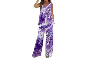 MJGkhiy Tuta Donna Estiva Elegante Larghi Tuta Moda Due Pezzi Offerta Due Pezzi Tuta Elegante Offerta Senza Maniche Top Outfit Completo Donna Estivo Elegante