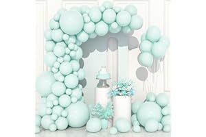 OUSUGA Globos Azul Teal Pastel, 106 Piezas 5 10 12 18 Pulgadas Arco Guirnalda de Globos Turquesa Verde Azulado Pastel con Cinta para Niñas Mujeres Fiesta de Cumpleaños Baby Shower Boda Aniversario Bautizo