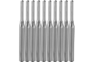 TIMELEE Straight Router Bits CNC End Mill - 10 Pcs Milling Cutter Tools with 2 Flutes, 0.08 inch (2 mm) Cutting Diameter Solid Carbide CNC Bits Mill Sets for MDF PVC Acrylic Chipboard Engraving Carving