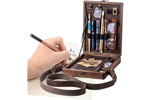 Hudhowks Umhängetasche aus Holz für Schriftsteller,A5 Aufbewahrungsbox aus Holz für Künstler | Tragbarer Umhängetaschen-Organizer aus Holz für Zeichner, Schriftsteller, Architekten, aler