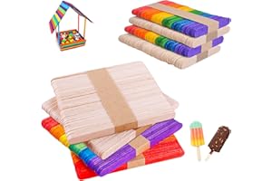 KOIROI 400 Pièces Batonnet Bois, Batonnet de Glace, BâTons de Bois Bricolage Naturel, Kit de Bâtonnets Bois pour Loisirs Créatifs et Artisanat