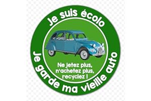 STICARZ Autocollant sticker vignette critair Je suis écolo je garde ma vieille auto voiture