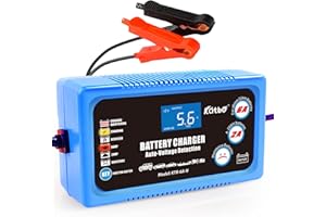 KATBO Intelligentes Batterieladegerät, 6 A, 6 V, 12 V, automatisches und manuelles Ladegerät für Motorrad, Auto, Boot, Marine, Mower ATV Toy Car
