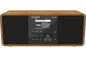 TELESTAR Top 250 – Radio Dab+/Internet (estéreo, 2 × 10 W, función de transmisión y recepción Bluetooth, grabación por USB, Sistema de alertas de Emergencia, Control por App) – Madera
