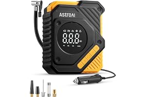 AstroAI Tyre Inflator Air Compressor 12V DC, 150 PSI Digital Air Pump | Digital tire inflator with Pressure Gauge,Large LCD Display, Smart Preset & Auto Stop, for Car, Motorcycle, Bike Tyres, Black