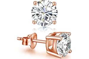 Miaofu Pendientes, el oro blanco 18K Plateó, Pendientes Circonita Plata Esterlina 925 I Pendientes Cúbicos Zirconia Swarovski, Pendientes Bola Tamaño 3mm-8mm Joyería Fina para Mujere Hombre