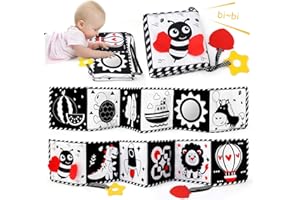 Ballery Giochi Neonato 0-6 Mesi, Giochi Passeggino Neonati, Bianco e Nero Neonati Giochi, Double Sided Bianco e Nero Alto Contrasto Libro Neonato Sensoriale Giocattoli per 0-12 Mesi