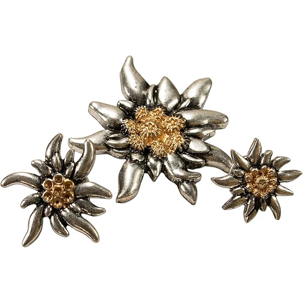 Spilla Distintivo Stella Alpina Tedesca - Metallica Con Smalto