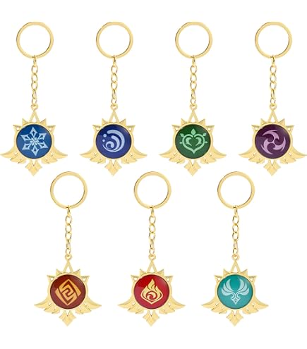 TopLucky Portachiavi Genshin Impact Anemo Vision | Ciondolo Cosplay Fosforescente Oro