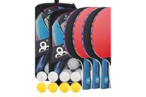 UNIQU Stiga Table Tennis Set - Portable Bats and Balls | 4x Ping Pong Paddle for Children and Adults | 8 x 3 Star Balls