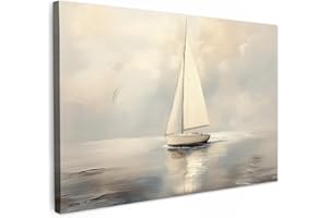 MuchoWow© Canvas Wall Art 47"x31" / 120x80 cm Decor Prints for Living Room Decorative Canvases Hall Artwork Sailing Ship - Sea - Cloudy