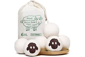 VIPNAJI Palline per Asciugatrice, palline di lana per asciugatrice Un'alternativa ecologica agli ammorbidenti, 100% pura lana,Naturale e Riutilizzabile,XXL in confezione da 6 (7.5cm Diametro)