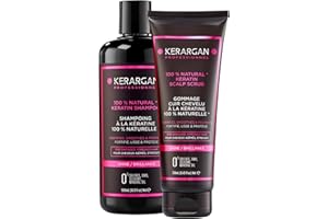 Kerargan - Dúo Champú y Exfoliante Capilar con Queratina para Cabello Dañado y Estresado - Purifica, Fortalece y Protege - Sin Sulfatos, Parabenos ni Siliconas - 500ml + 250ml