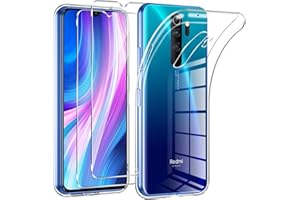 Phoona HandyHülle für Xiaomi Redmi Note 8 Pro Hülle mit 2 Stück Panzerfolie,Dünne Weiche TPU Silikon Transparent Stoßfest Schutzhülle für Redmi Note 8 Pro Hülle Klar Kratzfest