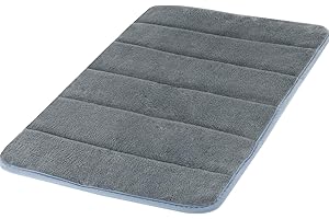 Kikc Tapis de Salle de Bains - Antidérapant au Dos, Douceur en Molleton de Corail, Très Absorbant (Gris, 40x60cm)