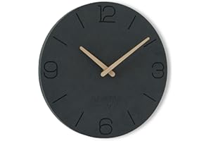 FLEXISTYLE Zegar ścienny bez odgłosów tykania ECO 30 cm, do salonu, sypialni, wyprodukowany w Europie (czarny 3)