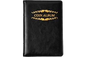Vesaneae Album da Collezione di Monete - 120 Tasche, per 2 Euro, Porta Monete, Raccoglitore per Collezione (Nero)