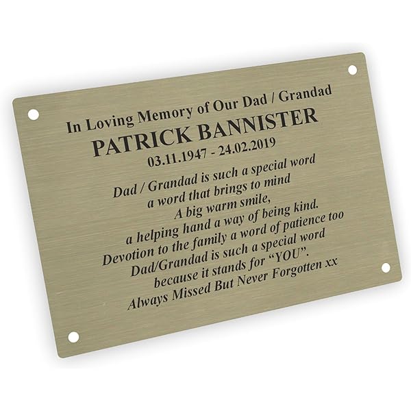 MEMORIAL BENCH PLAQUE GRAVE MARKER SIGN SOLID BRASS 6"X4