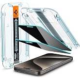 Spigen iPhone 15 Pro Max ile Uyumlu Kolay Kurulum Cam Ekran Koruyucu GLAS.tR EZ Fit Privacy HD (2 Adet) Hayalet - AGL06874 (S