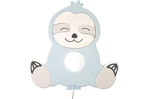 ‎CLEVERE KIDS BABY-COLLECTION Clevere Kids Kinder-Wandlampe Alle meine Tiere | Handarbeit aus der EU | hochwertige Leselampe, Nachtlicht aus Holz | E14 (Faultier)