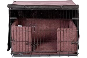 Danish Design Dog Crate Cover - Blackout Lined, Roll-Down Doors - Mauve - Large