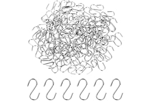 Bewudy Lot de 100 petits crochets en S de 14 mm - En acier inoxydable - En forme de S - Pour bricolage, artisanat, bijoux, porte-clés - Argenté